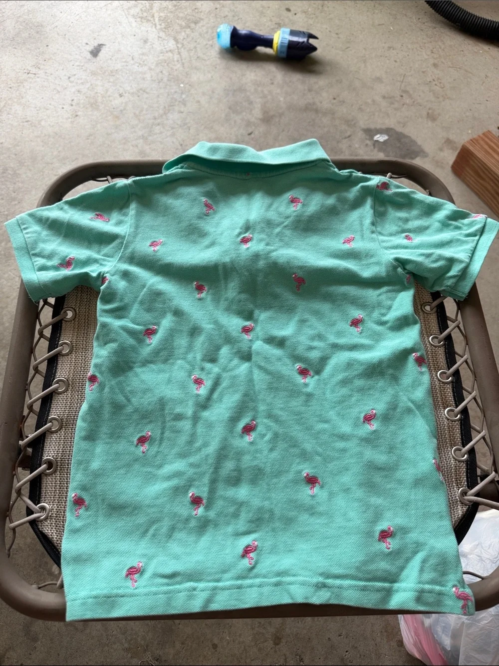 Gymboree Mint Green Polo with Pink Flamingo Embroidery